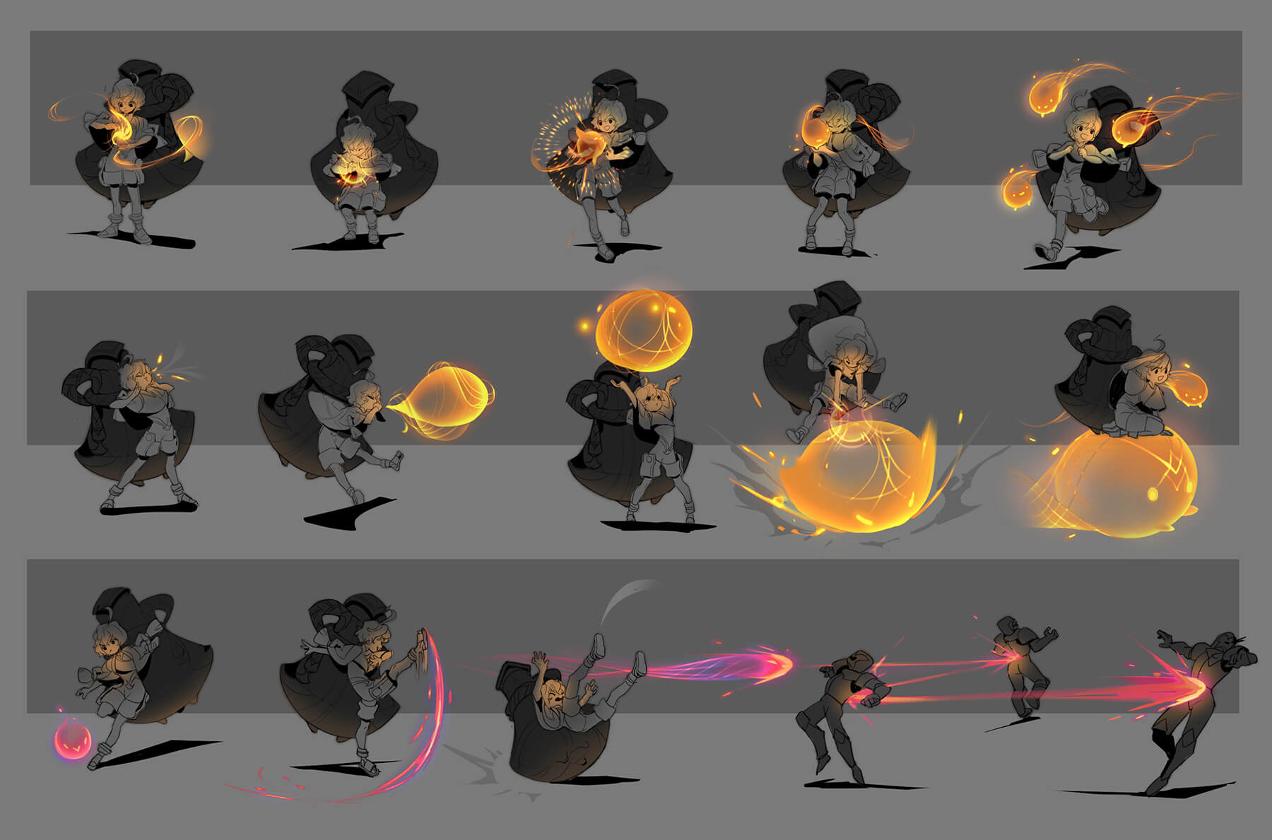 Milio using fire axiom abilities in concept art