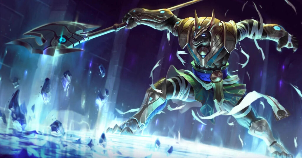 Ascended God-Warrior Nasus using magic in Shuriman tombs