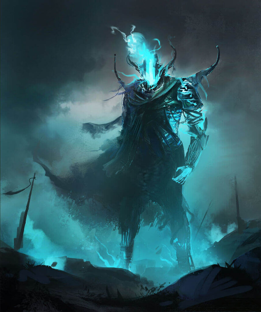 A strong undead specter, also known as Lost stands tall in the Shadow isles