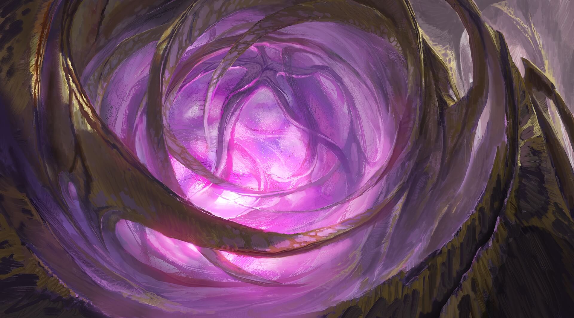 A purple void rift deep underground