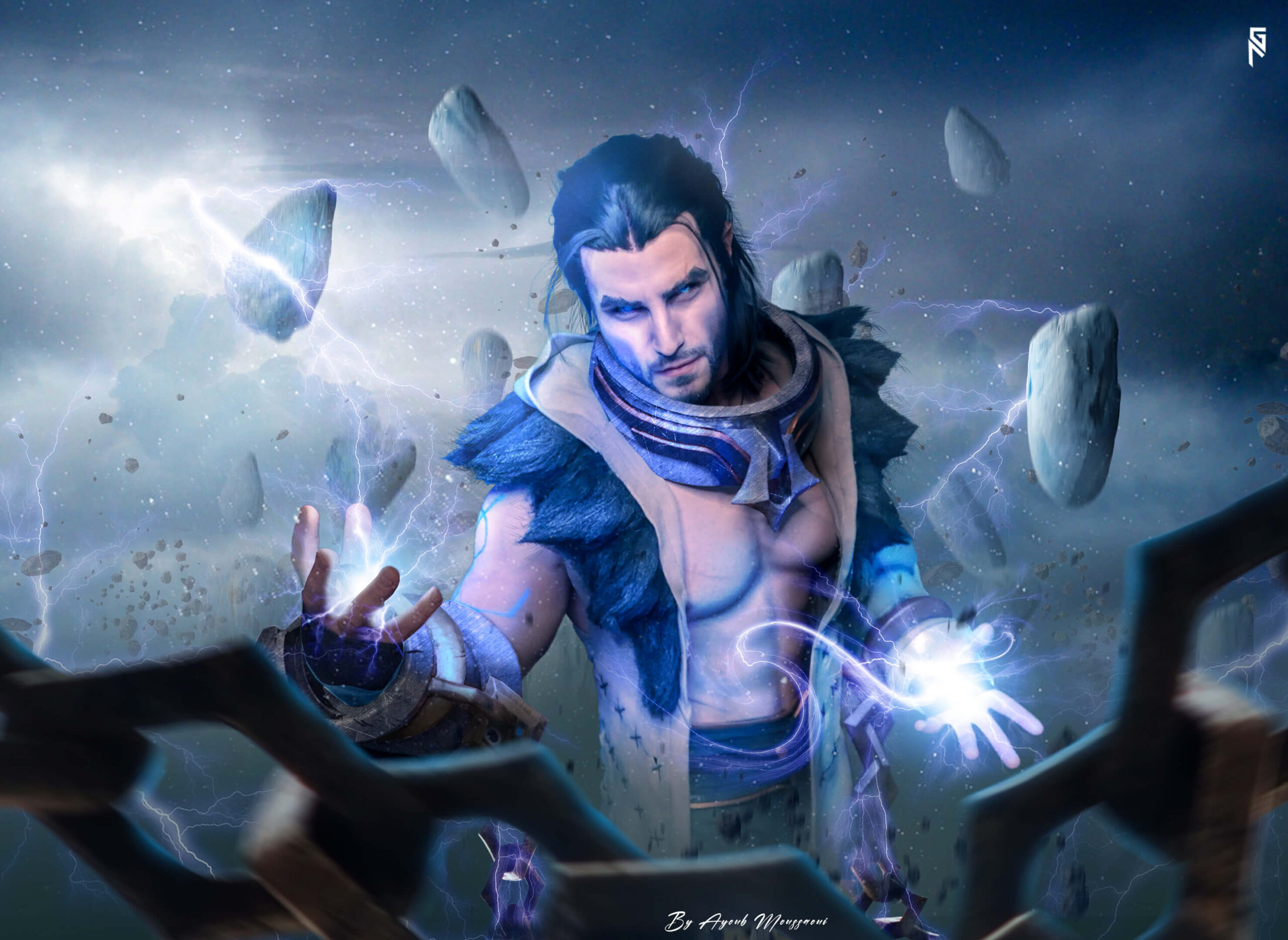 Sylas wielding electric magic in his palms with his chains