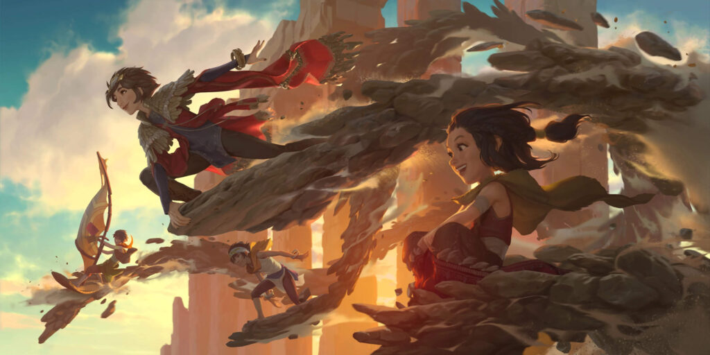 Taliyah the Stoneweaver stone surfing with her friends