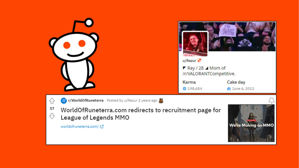 reddit post by Razur with title WorldOfRuneterra.com redirects to recruitment page for League of Legends MMO