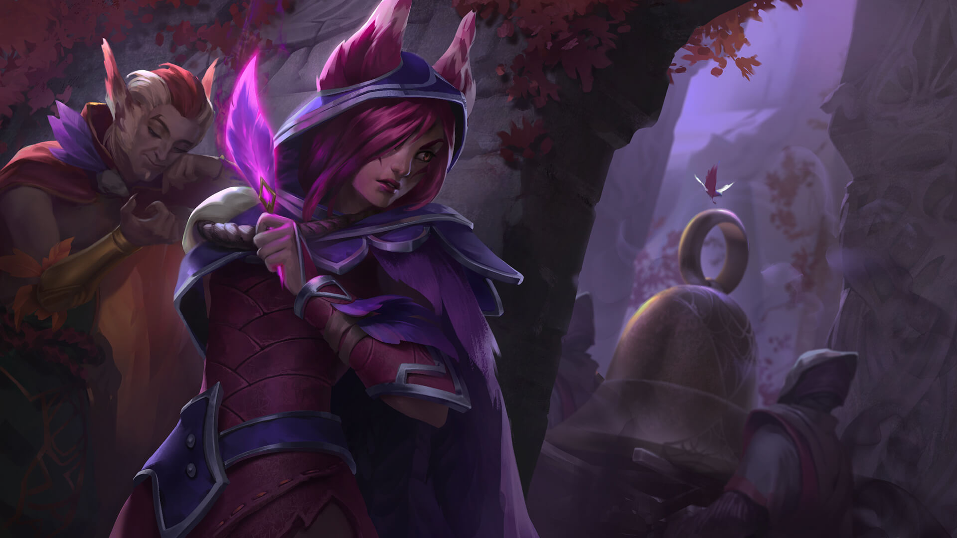 Xayah and Rakan working together in the forest
