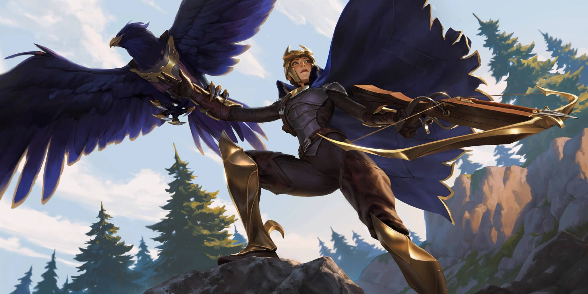 Quinn the ranger-knight from Demacia with her azurite eagle companion, Valor