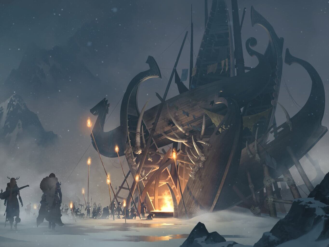 Riot MMO Factions Winter's Claw, a harsh Freljordian faction depicting nomadic architecture