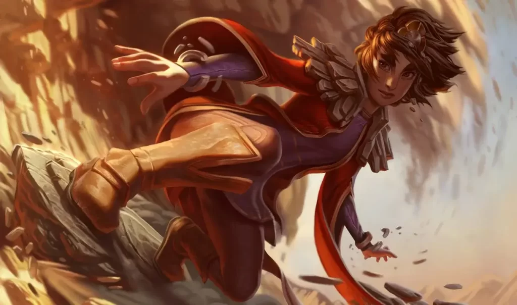 Taliyah from League of Legends riding stone