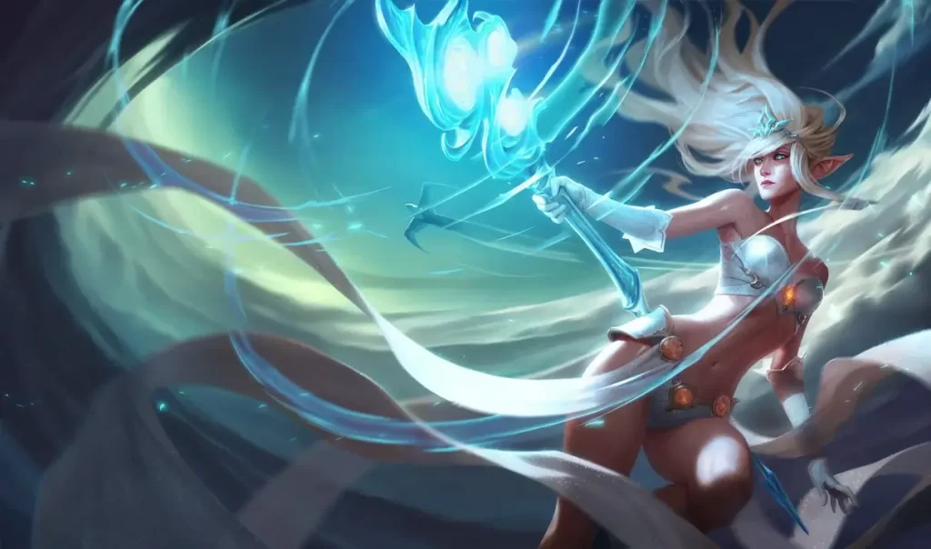 Janna, the Storm's Fury hovering in the air