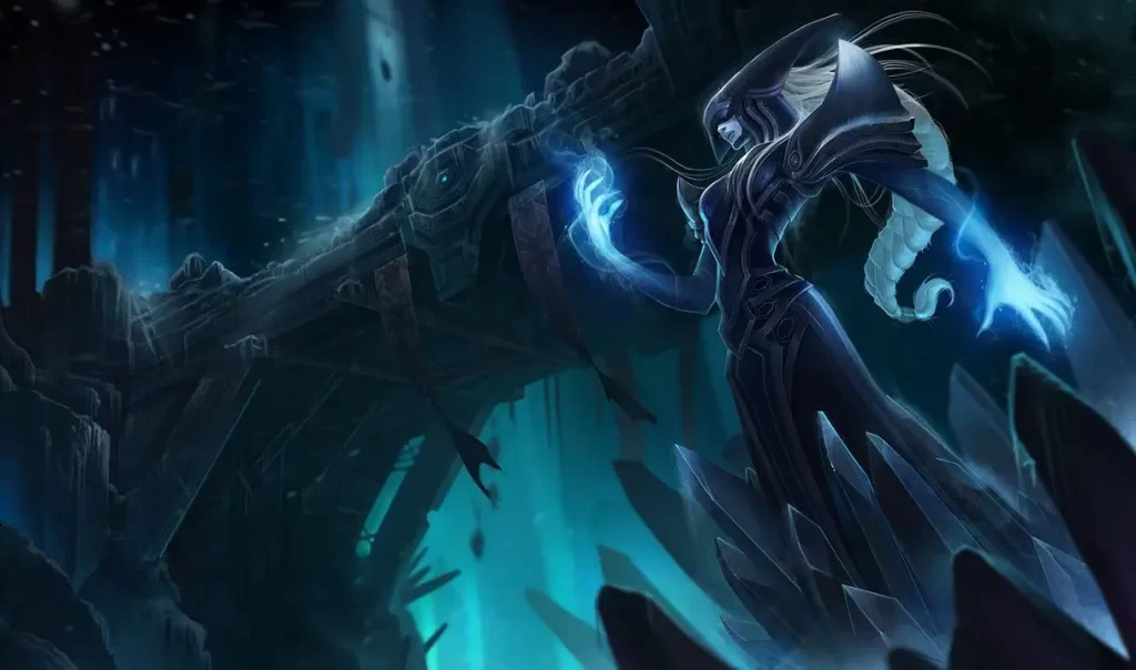 Lissandra the Ice Witch in the Freljord wielding elemental ice magic