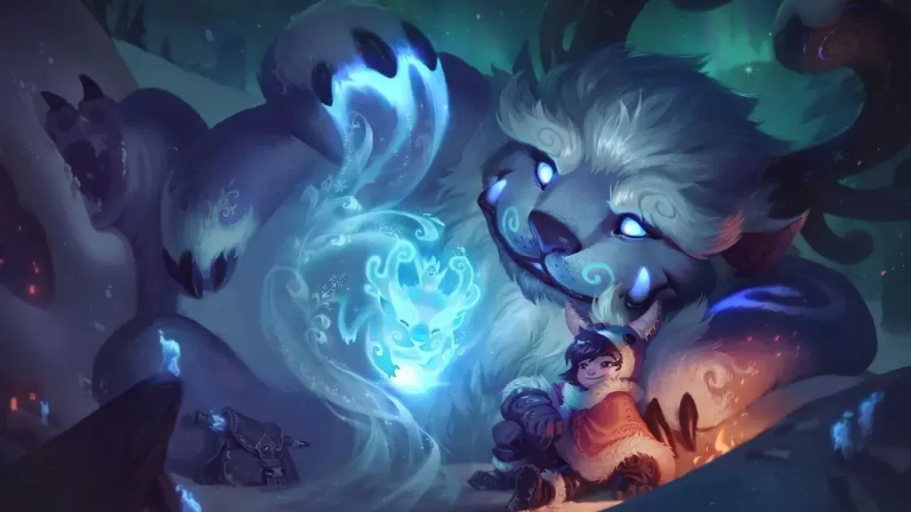 Nunu and Willump sitting down together in the Freljord