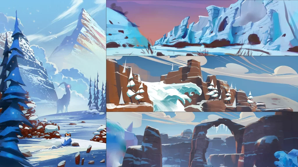 Four different Freljord environments from Song of Nunu