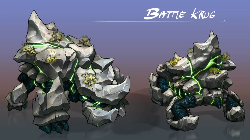 Concept art of two Battle Krugs