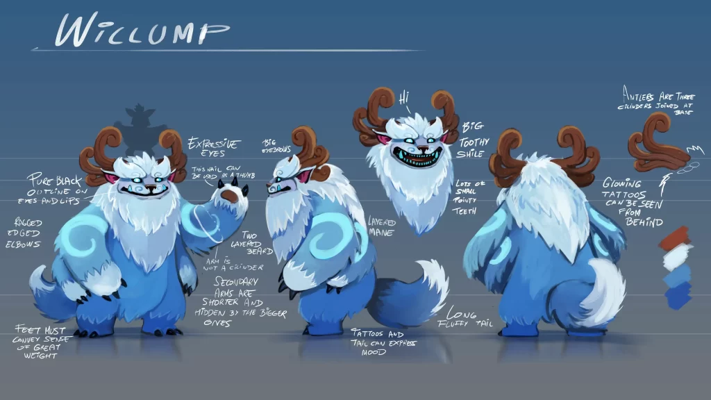 Concept art of Willump in various poses