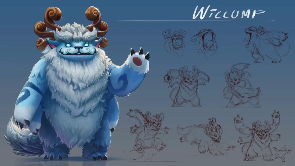 Concept art of Willump in various movement poses