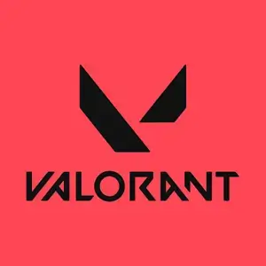 Square logo of Riot Games VALORANT with black text and "V" icon