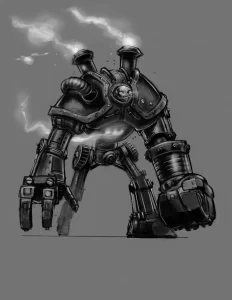 Early sketch of Blitzcrank in greyscale