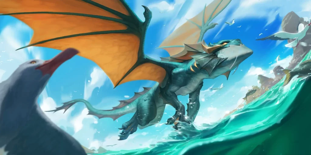 Ocean drake flying above the water in Ionia