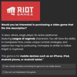 An in-game survey about a Riot Games 2d action platformer